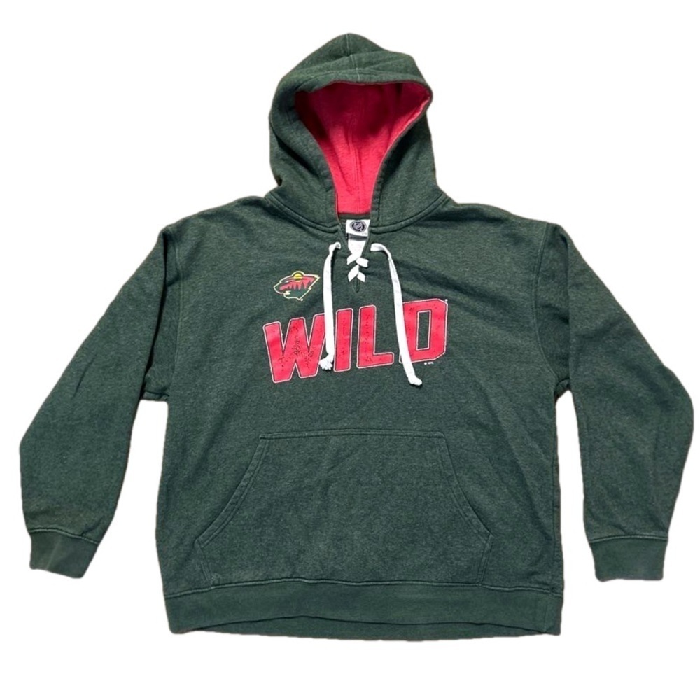 NHL Minnesota Wild green and red sweatshirt with hood & front pocket size XL